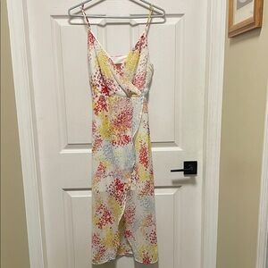 Dex | Multicolor Floral | Feminine | Midi Dress/Sundress | Chiffon | Size S